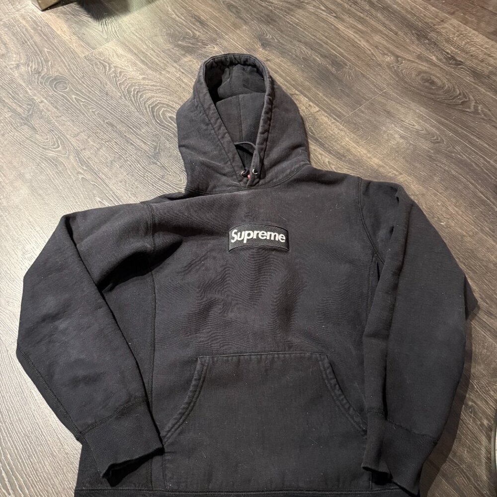Supreme Box Logo Hooded Sweatshirt 'Super Black Dark Grey  ' Size Medium
